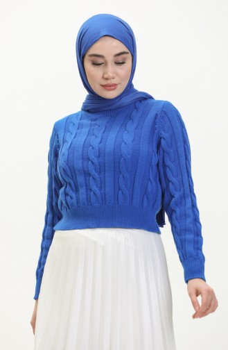 Pull Court Tricot Tressés 22172-02 Bleu Roi 22172-02