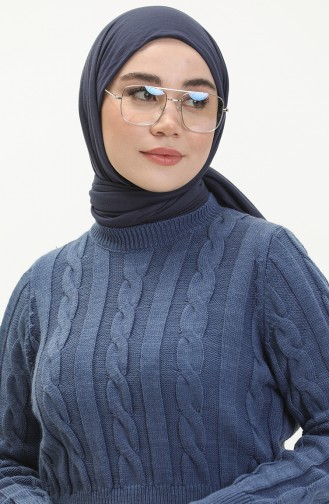 Trikot kurzer Pullover mit Flechtmuster 22172-04 Indigo 22172-04