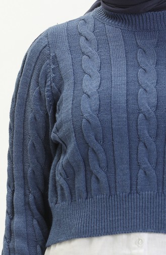 Trikot kurzer Pullover mit Flechtmuster 22172-04 Indigo 22172-04