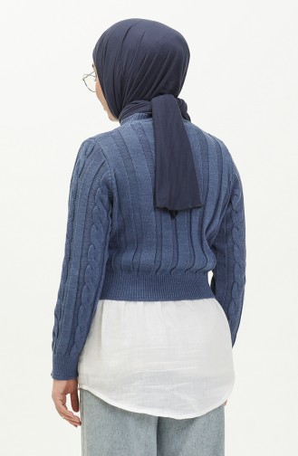 Trikot kurzer Pullover mit Flechtmuster 22172-04 Indigo 22172-04