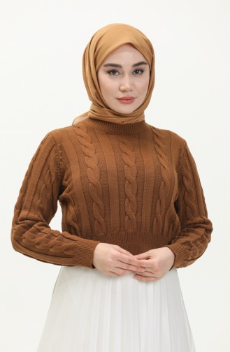 Braided Knitwear Sweater 22172-05 Brown 22172-05