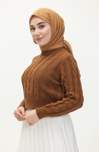 Braided Knitwear Sweater 22172-05 Brown 22172-05