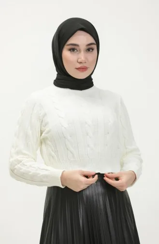 Pull Court Tricot Tressés 22172-06 Ecru 22172-06