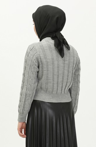 Trikot kurzer Pullover mit Flechtmuster 22172-07 Grau 22172-07