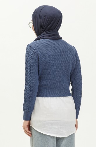 Pull Court Tricot Tressés 22173-01 İndigo 22173-01