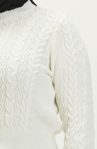  Braided Knitted Short Sweater 22173-02 Ecru 22173-02