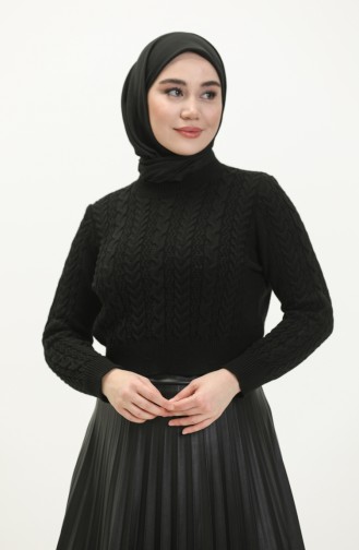 Pull Court Tricot Tressés 22173-03 Noir 22173-03