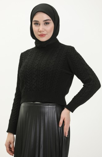 Pull Court Tricot Tressés 22173-03 Noir 22173-03