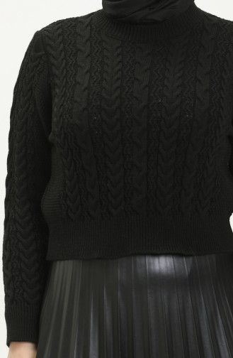  Braided Knitted Short Sweater 22173-03 Black 22173-03