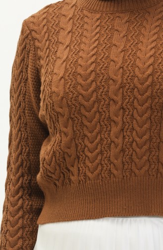 Trikot kurzer Pullover mit Flechtmuster 22173-07 Braun 22173-07