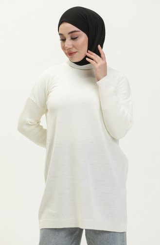 Pull Col Montant Tricot 22177-02 Ecru 22177-02
