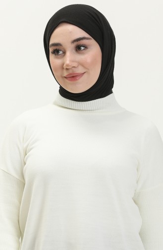 Pull Col Montant Tricot 22177-02 Ecru 22177-02