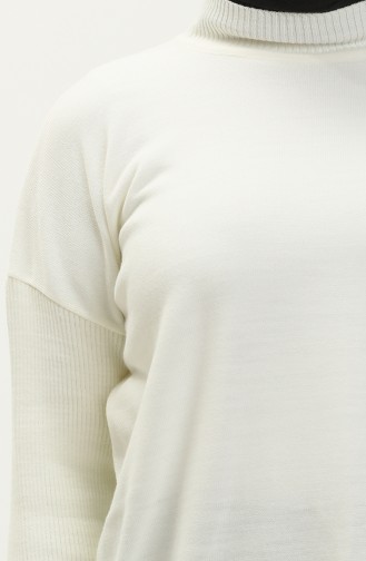 Pull Col Montant Tricot 22177-02 Ecru 22177-02
