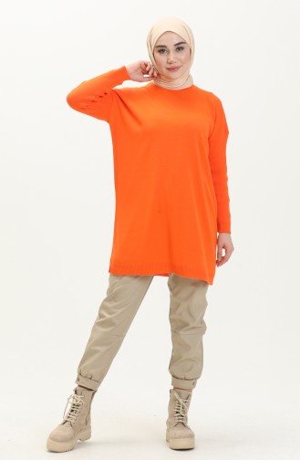 Pull Col Montant Tricot 22177-06 Orange 22177-06