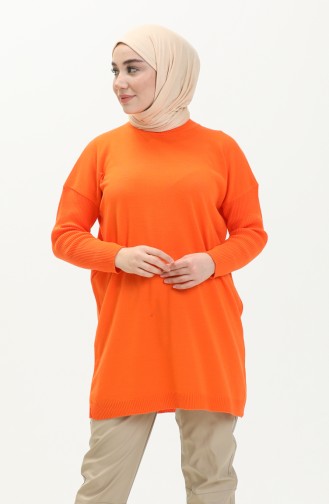 Pull Col Montant Tricot 22177-06 Orange 22177-06