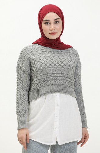 Trikot kurzer Pullover 22179-04 Grau 22179-04