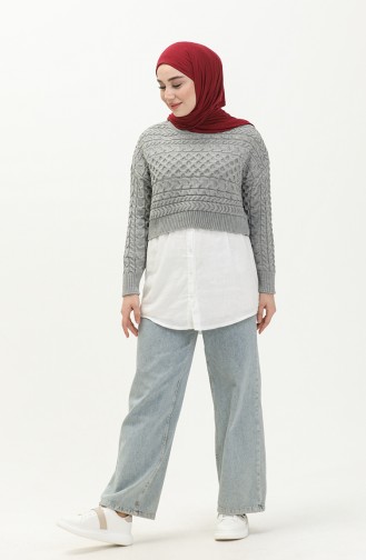 Trikot kurzer Pullover 22179-04 Grau 22179-04