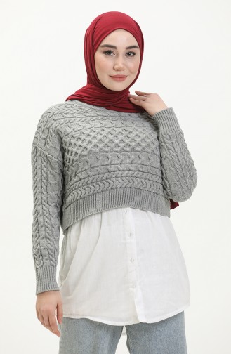 Trikot kurzer Pullover 22179-04 Grau 22179-04