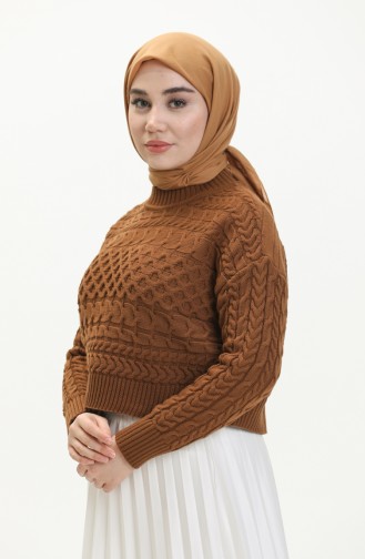 Knit Short Sweater 22179-06 Brown 22179-06