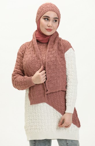 Three Piece Knitwear Set 80049-01 Dusty Rose Ecru 80049-01