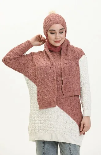 Ensemble Tricot 3 Pièces 80049-01 Rose Pâle Ecru 80049-01