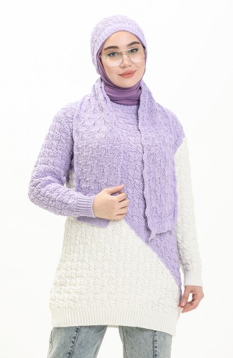 Three Piece Knitwear Set 80049-03 Lilac Ecru 80049-03
