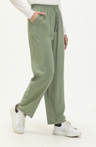 Pantalon avec Poche à Taille Élastique 6107C-01 Vert Noisette 6107C-01