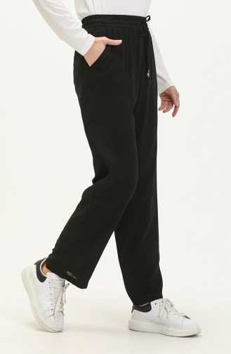 Elastic Waist Pocketed Pants 6104B-03 Black 6104B-03
