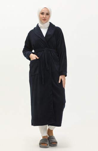 Fleece Belted Dressing Gown 00010-01 Dark Blue 00010-01