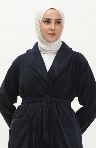 Fleece Belted Dressing Gown 00010-01 Dark Blue 00010-01