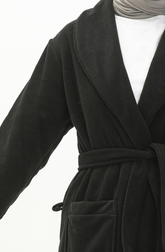 Fleece Belted Dressing Gown 00010-02 Black 00010-02