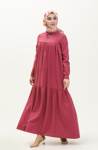 فستان مطوي 1837-01 وردي فاتح 1837-01
