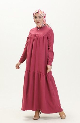فستان مطوي 1837-01 وردي فاتح 1837-01