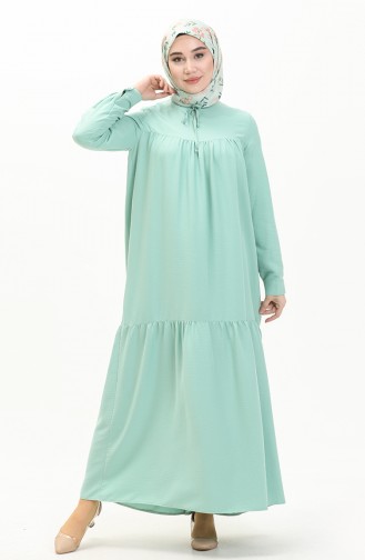 فستان مطوي 1837-03 أخضر مينت 1837-03