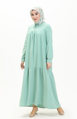 فستان مطوي 1837-03 أخضر مينت 1837-03
