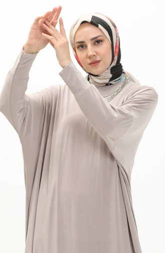 فستان بأكمام فراشة 2000-13 بيج 2000-13