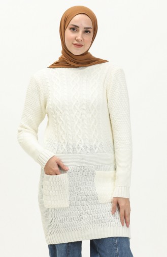 Triko Cepli Tunik 80062-01 Ekru