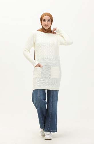 Knitwear Pocket Tunic 80062-01 Ecru 80062-01