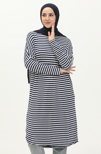 Gestreifte Basic Tunika 8564-01 Dunkelblau 8564-01