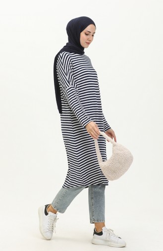 Gestreifte Basic Tunika 8564-01 Dunkelblau 8564-01