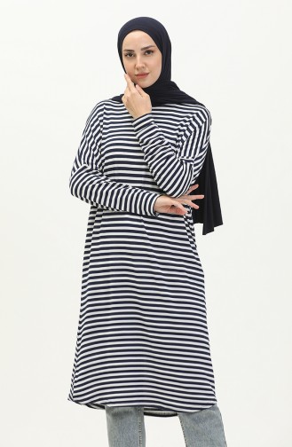 Gestreifte Basic Tunika 8564-01 Dunkelblau 8564-01