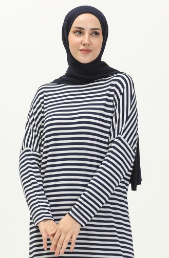 Gestreifte Basic Tunika 8564-01 Dunkelblau 8564-01
