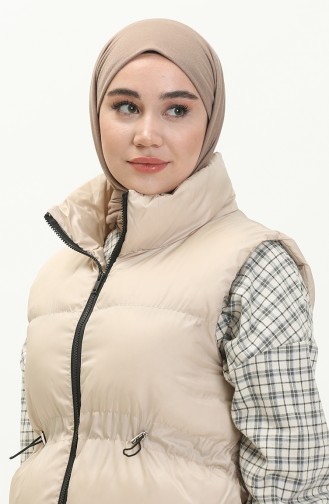 Manteau Sans Manches Matelassé 9011-05 Beige 9011-05