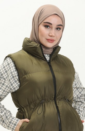 Manteau Sans Manches Matelassé 9011-06 Khaki 9011-06