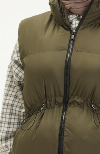 Pufferweste mit gefältelte Taille 9011-06 Khaki 9011-06