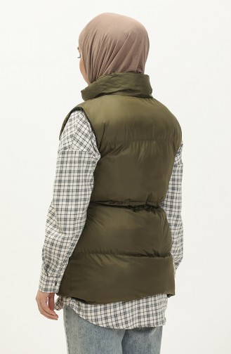Pufferweste mit gefältelte Taille 9011-06 Khaki 9011-06