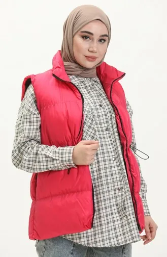 Pufferweste mit gefältelte Taille 9011-07 Fuchsia 9011-07