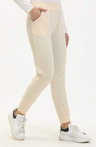 Pantalon de Survêtement à Deux fils 1078-04 Crème 1078-04