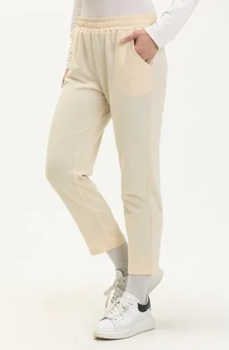 Pantalon de Jogging à deux Fils 1083-02 Crème 1083-02