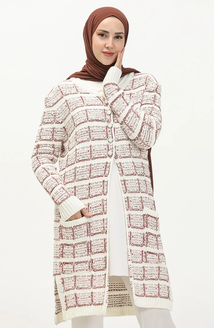 Trikot geknöpfte Strickjacke 80061-01 Ekrü 80061-01